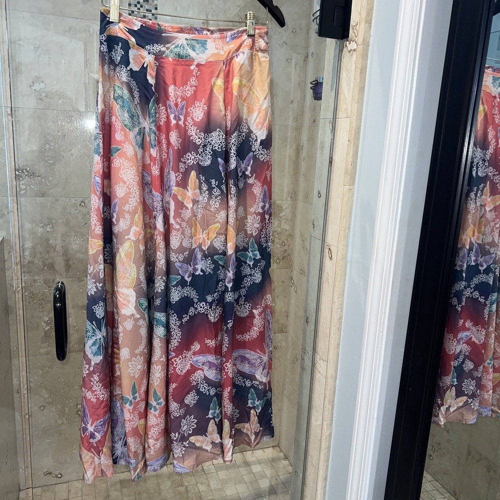 Soft Surroundings Butterfly Jardin D'eau Full Maxi Skirt Xs Batik Watercolors